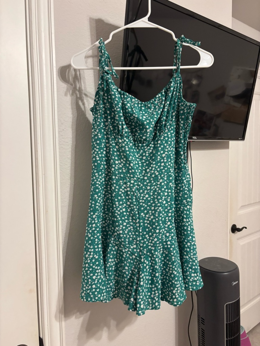 Green Floral Cowl Neck Sundress